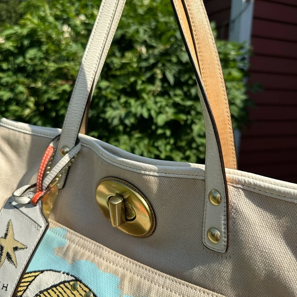 Coach x Pierre Le Tan 14962 Beach Umbrella Canvas Embellish Tote GUC 2010 - Picture 11 of 16